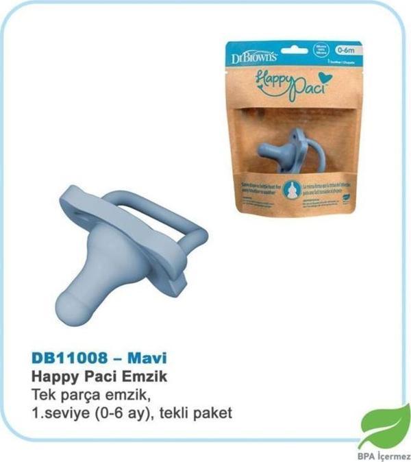 Dr. Brown's HappyPaci Silikon Emzik 0-6 Ay Mavi - Image 1