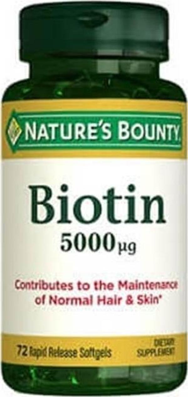 Nature's Bounty Biotin 5000 mcg 72 Kapsül - Image 1