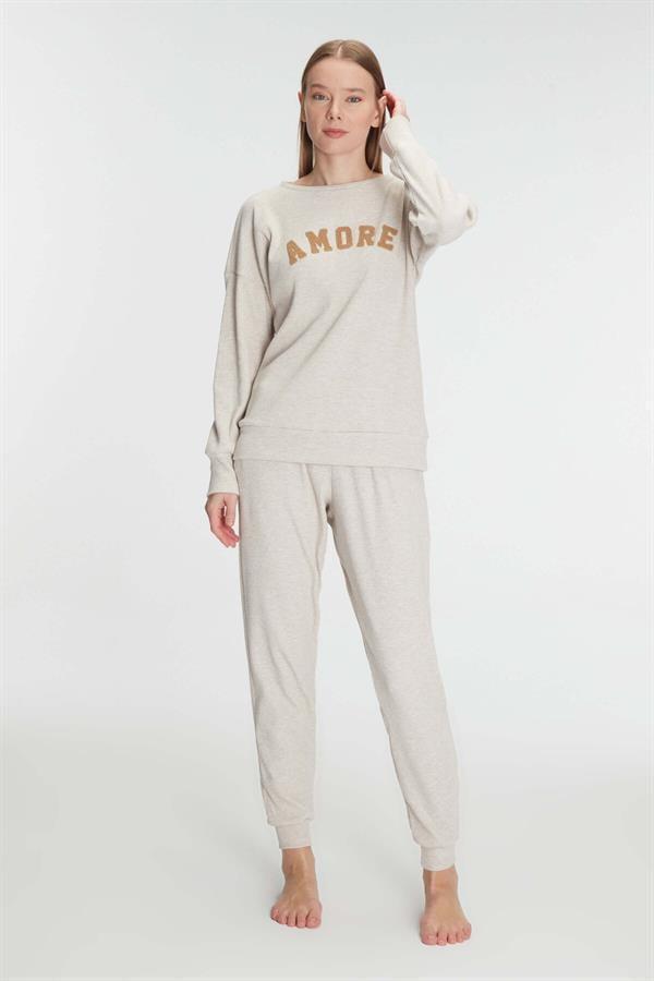 Arias Closet Yeni Sezon Kışlık Pamuklu Uzun Kol Pijama Takımı - Image 1