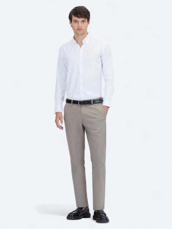 Vizon Düz Dokuma Regular Fit Casual Pamuk Karışımlı Pantolon - Image 1