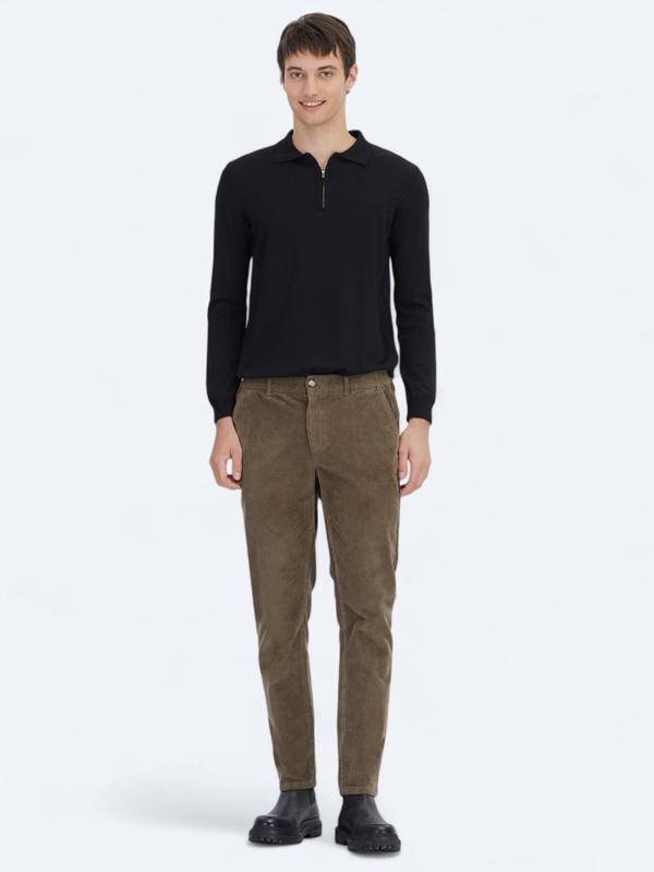 Vizon Fitilli Dokuma Jogging Fit Kadife Casual Pamuk Karışımlı Pantolon - Image 1