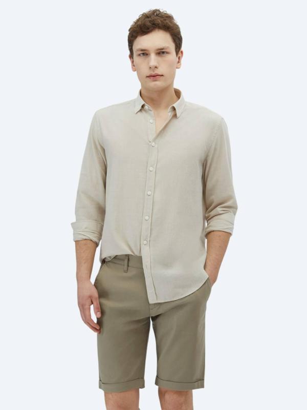 Taş Düz Regular Fit Dokuma Casual %100 Pamuk Gömlek - Image 1