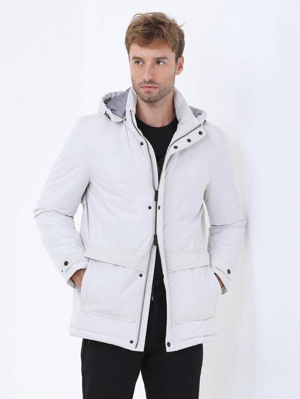 Taş Regular Fit Kapüşonlu Casual Dokuma Kaban - Image 1