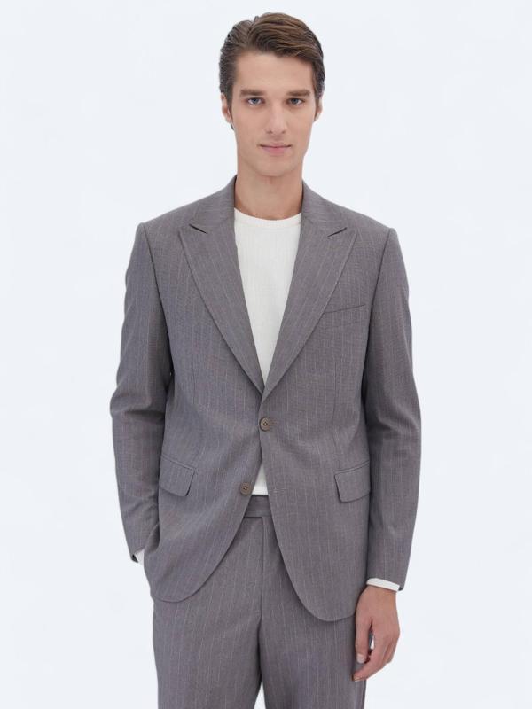 Vizon Çizgili Comfort Fit Takım Elbise - Image 1