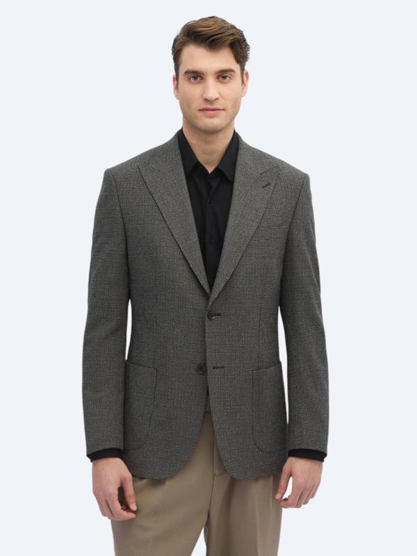 Vizon Desenli Modern Fit Ceket - Image 1