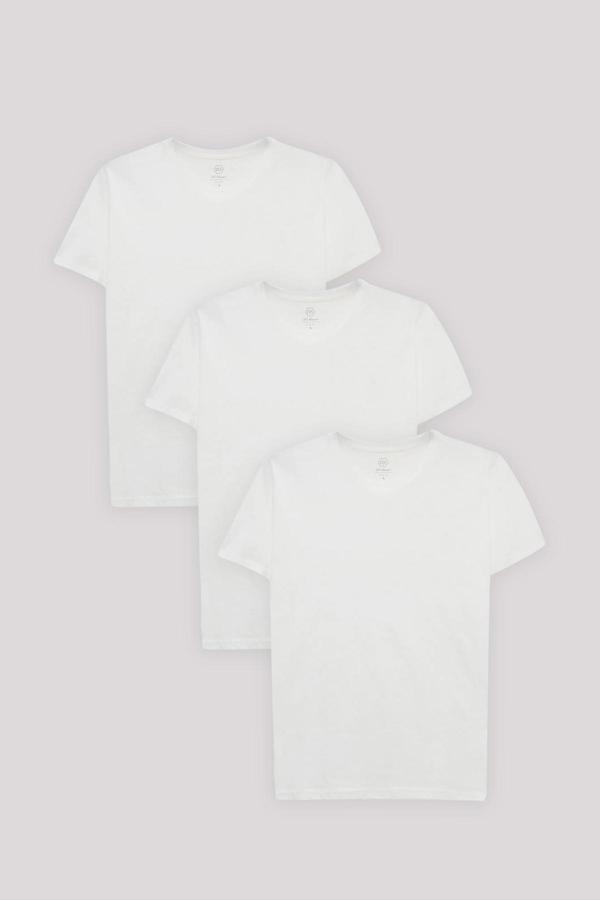 D's Damat Slim Fit Beyaz 3'Lü T-Shirt - Image 1