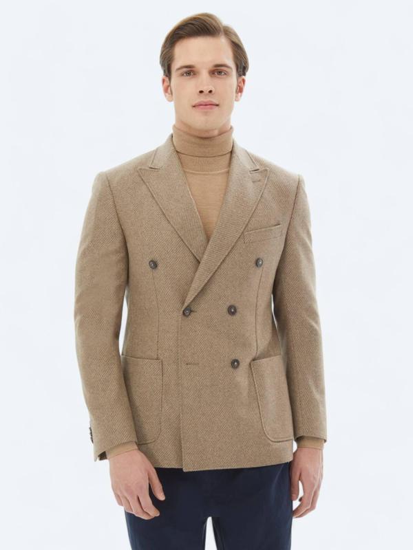 Vizon Desenli Modern Fit Çevre Dostu Yün Karışımlı Ceket - Image 1