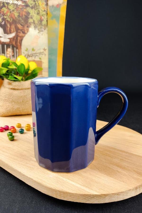 Digithome Octagon Porselen Kupa 250 Ml Mavi - TL4028186 C320.003 - Image 1