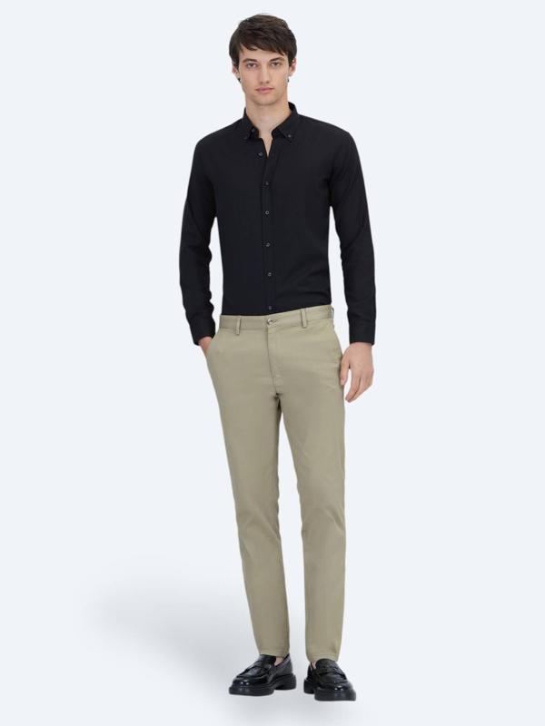 Deve Tüyü Düz Dokuma Regular Fit Casual Pamuk Karışımlı Pantolon - Image 1