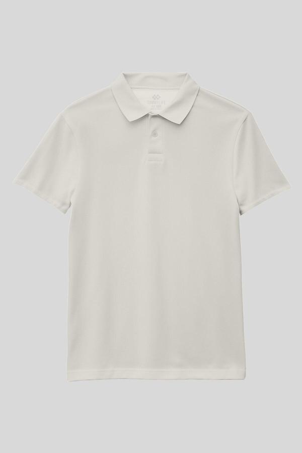 Ekru Polo Yaka Standart Fit Basic Unisex T-Shirt - 11330 - Image 1
