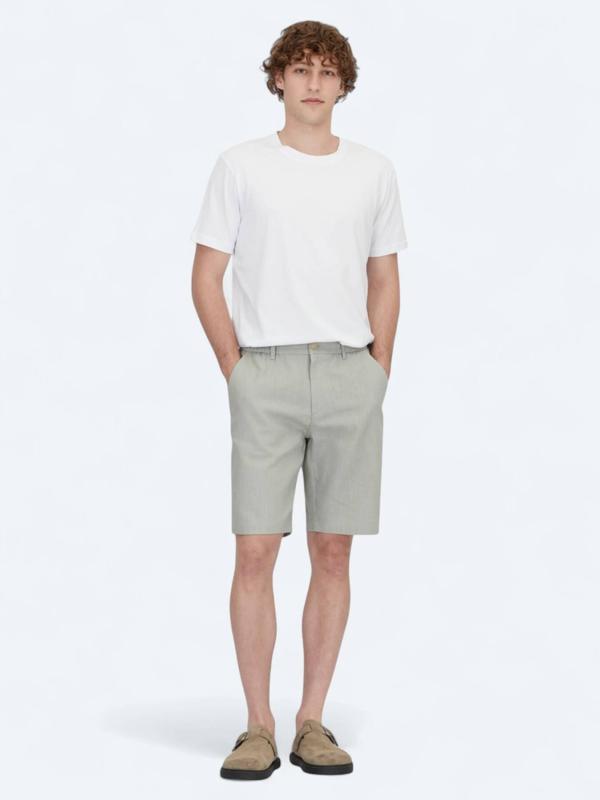 Nil Yeşili Dokuma Jogging Fit Casual Pamuk Karışımlı Bermuda - Image 1