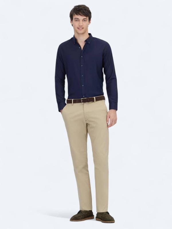 Safran Düz Dokuma Regular Fit Casual Pamuk Karışımlı Pantolon - Image 1