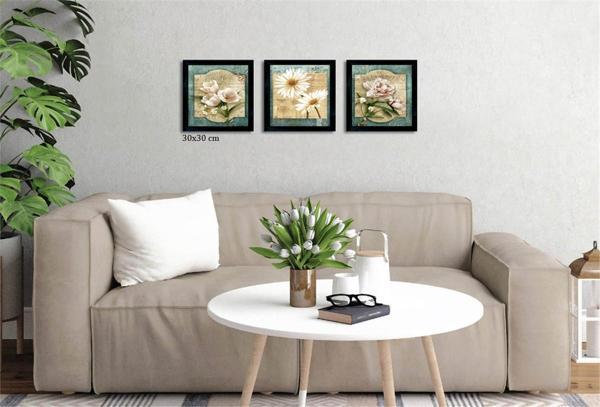 Çerçeveli Doku Efektli Tablo Seti 100x30 cm - Image 1
