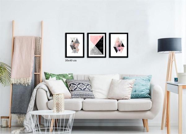 Çerçeveli Doku Efektli Tablo Seti 100x40 cm - Image 1