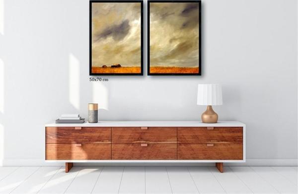 Çerçeveli Doku Efektli Tablo Seti 105x70 cm - Image 1