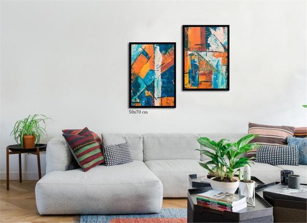 Çerçeveli Doku Efektli Tablo Seti 105x70 cm - Image 1