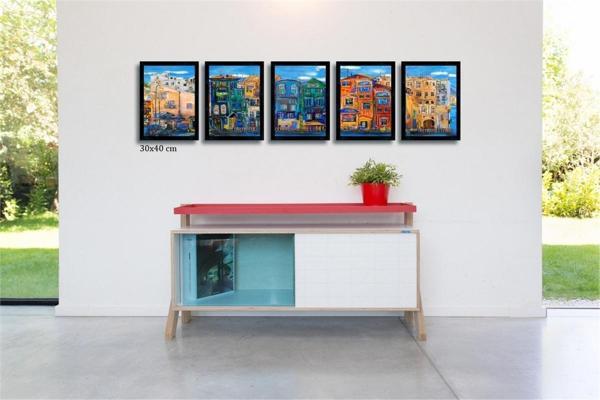 Çerçeveli Doku Efektli Tablo Seti 170x40 cm - Image 1