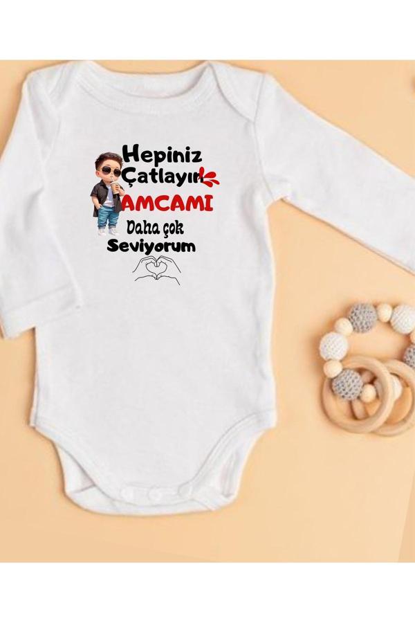 Lupi Amca Yazılı Zıbın Hediye Yenidoğan Anne Baba Hala Yenge Amca Dayıya - Image 1