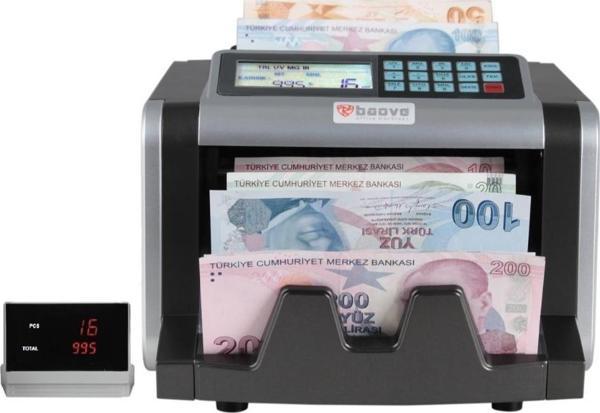 Baove GB7200B Karışık Para Sayma Makinesi ve Sahte Yakalama - TL - Euro - Usd - Müşteri Ekranı Hediye - Image 1