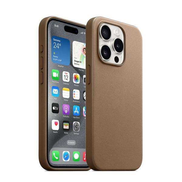 iPhone 15 Pro Uyumlu KHYR Magsafe Şarj Özellikli Mikro Fiber Optimal Kılıf-Kahverengi - Image 1