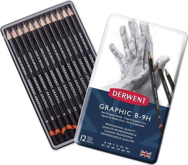 Derwent Graphic Set 12'li Dereceli Kurşun Kalem Çizim Seti - Hard / 34213 - Image 1