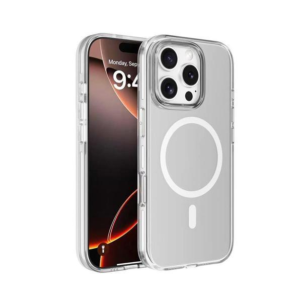 iPhone 16 Pro Kılıf Magsafe Şarj Özellikli Kamera Korumalı KHYR Kripto Kapak-Şeffaf - Image 1