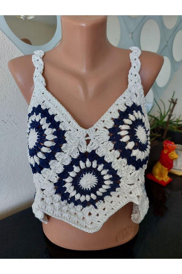 Lupi El Örgüsü Tasarım Crop Bluz - Image 1