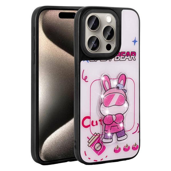 iPhone 15 Pro Kılıf Parlayan Kabartmalı İkonik Figürlü KHYR Amas Silikon Kapak - Beyaz - Image 1