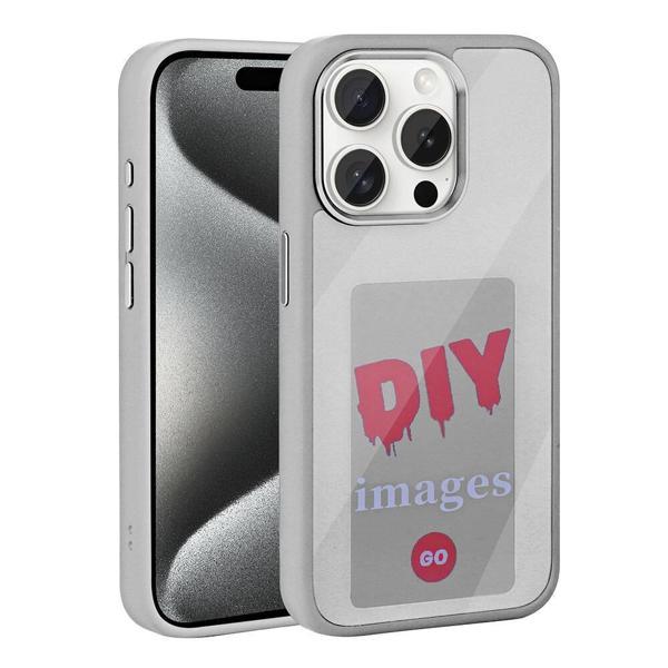 iPhone 15 Pro Max Kılıf Ekranı Yansıtan KHYR Akıllı NFC Kapak - Gri - Image 1