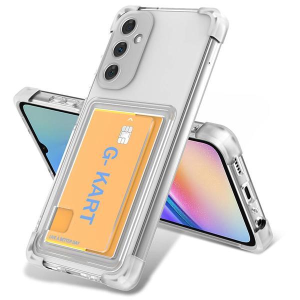 Galaxy A25 Kılıf Airbag Tasarımlı Şeffaf Kartlıklı KHYR G-Kart Kapak - Renksiz - Image 1