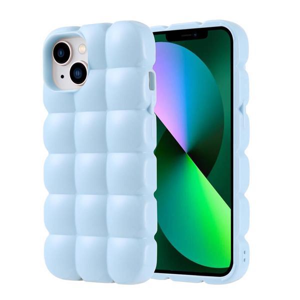 iPhone 14 Kılıf Parlak Esnek Silikon KHYR Dom Dom Kapak - Mavi - Image 1