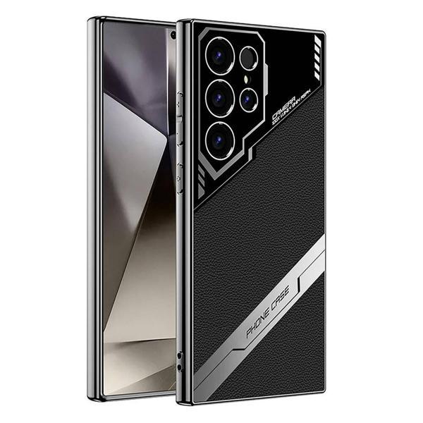 Galaxy S24 Ultra Kılıf Kamera Korumalı Suni Deri Tasarım KHYR Yeni Seri Procase Kapak-Siyah - Image 1