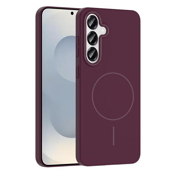 Galaxy S25 Plus Kılıf Magsafe Şarj Özellikli KHYR Ruby Silikon Kapak - Mürdüm - Image 1