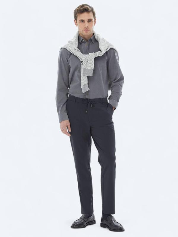 Lacivert Örme Jogging Fit Casual Pantolon - Image 1