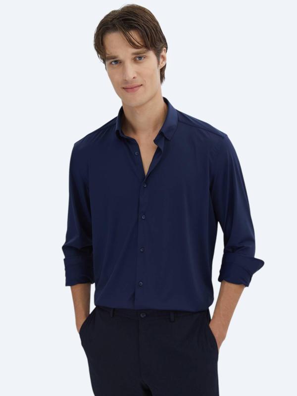 Lacivert Regular Fit Casual Gömlek - Image 1