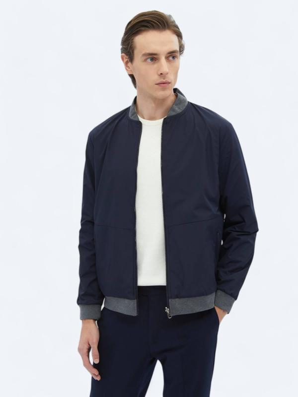 Lacivert Regular Fit Casual Dokuma Mont - Image 1