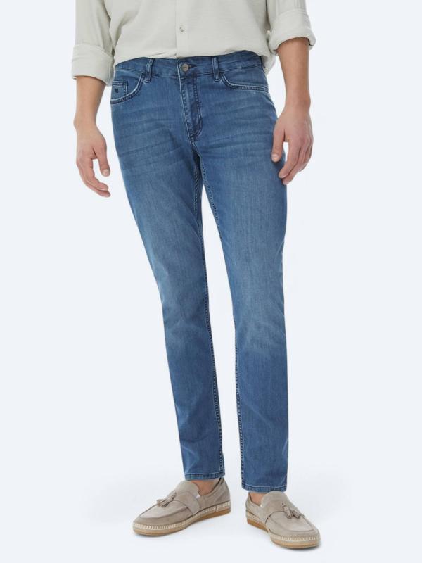 Lacivert Slim Fit Denim Pamuk Karışımlı Pantolon - Image 1