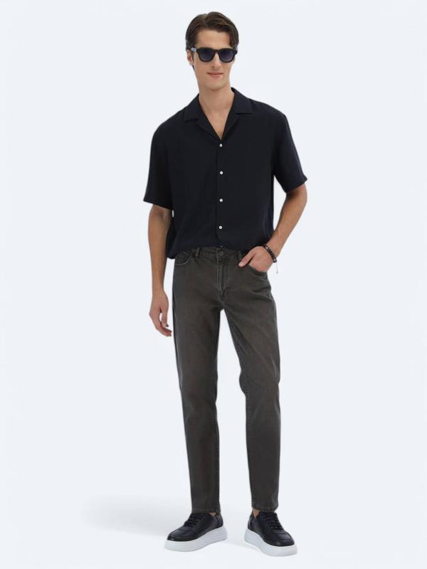 Kahverengi Slim Fit Denim Pamuk Karışımlı Pantolon - Image 1