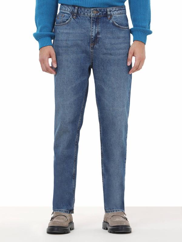 Lacivert Carrot Fit Denim Pamuk Karışımlı Pantolon - Image 1