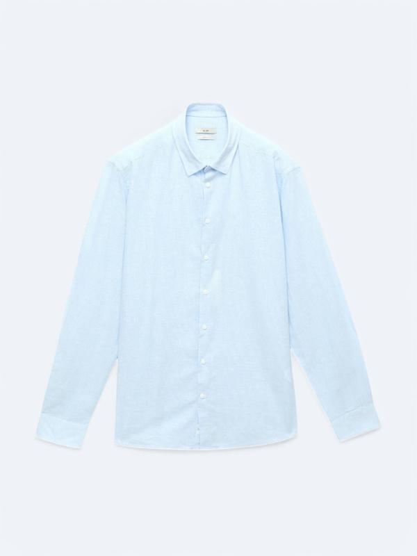 Lacivert Çizgili Regular Fit Dokuma Casual Pamuk Karışımlı Gömlek - Image 1