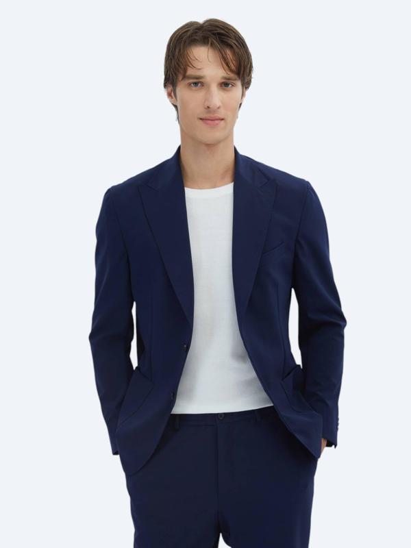 Lacivert Düz Modern Fit Takım Elbise - Image 1