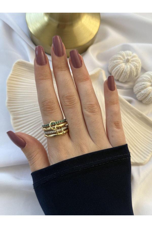 Atelier Emine Yeşil Zirkon Detaylı Çoklu Yüzük - Image 1