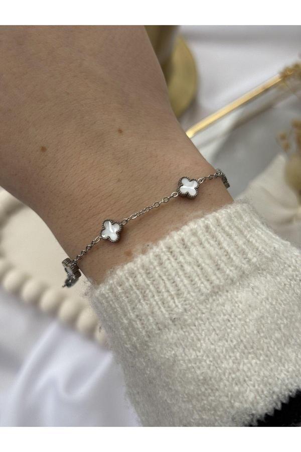 Atelier Emine Minik Yonca Detaylı Gümüş Bileklik - Image 1