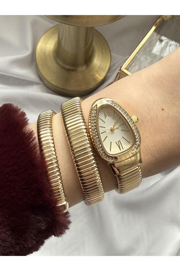 Atelier Emine Gold Taşlı Yılan Model Saat - Image 1