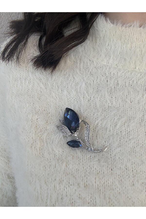Atelier Emine Mavi Lale Motif Broş - Image 1