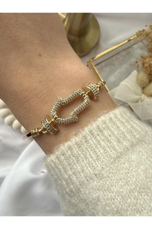 Atelier Emine Taşlı Ok Detaylı Kelepçe Bileklik - Image 1