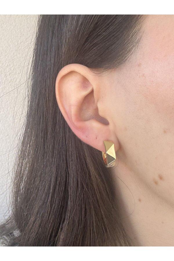 Atelier Emine Bombeli Geometrik Çelik Küpe - Image 1