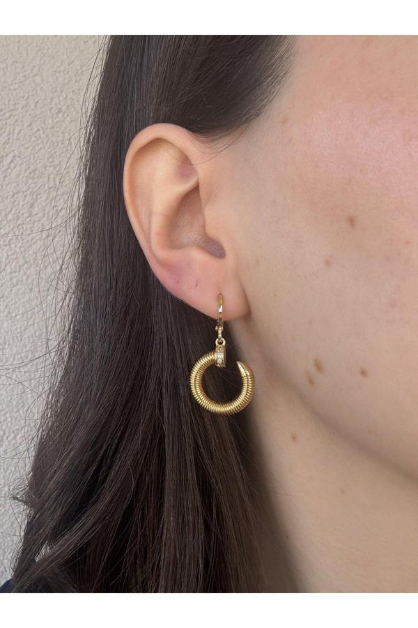 Atelier Emine Yarım Tur Gold Küpe - Image 1