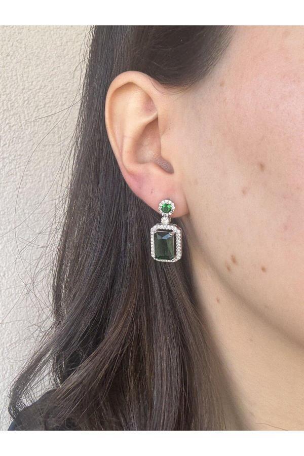 Atelier Emine Yaşil Zümrüt Baget Küpe - Image 1