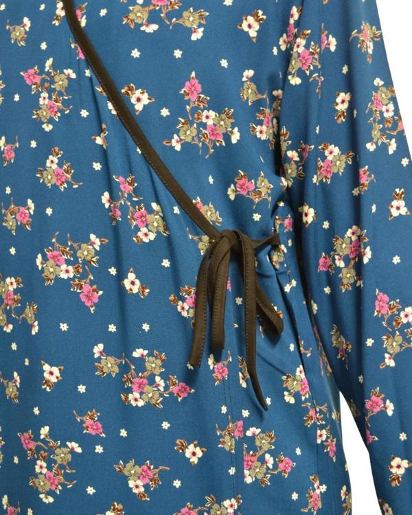 Çiçek Desenli Kruvaze Namaz Elbisesi – %100 Viskon, Yandan Bağlamalı 36-46 Beden - Image 1
